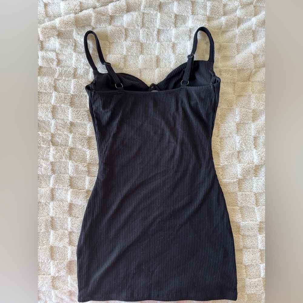 Black Ribbed Mini Dress - Picture 2 of 2